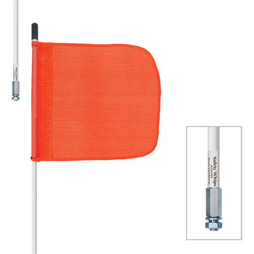 Safety Whip&reg; Heavy-Duty Whips, Threaded Mount, 6' High, Orange Sécurité Médic