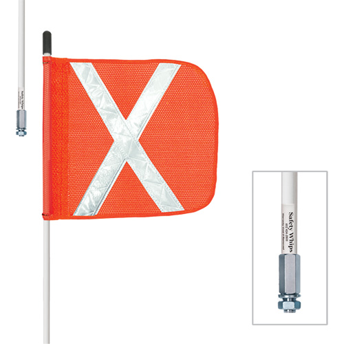 Safety Whip&reg; Heavy-Duty Whips, Threaded Mount, 5' High, Orange Sécurité Médic