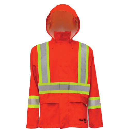 Hi-Vis FR/PU Safety Rain Jackets, Small, High Visibility Orange Sécurité Médic