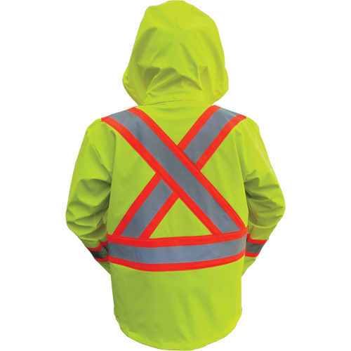 Hi-Vis FR/PU Safety Rain Jackets, X-Large, High Visibility Lime-Yellow Sécurité Médic