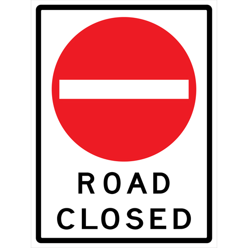 "Road Closed" Roll-Up Traffic Sign, 36" x 48", Vinyl, English with Pictogram Sécurité Médic