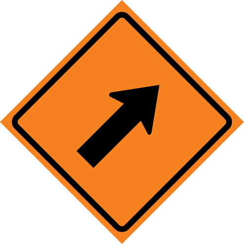 Right Diagonal Arrow Roll-Up Traffic Sign, 29-1/2" x 29-1/2", Vinyl, Pictogram Sécurité Médic