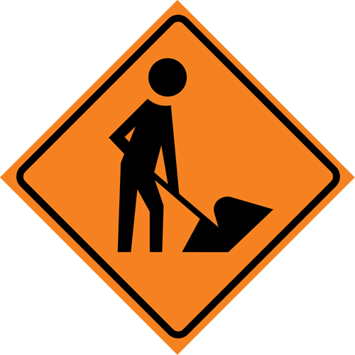 Men at Work Roll-Up Traffic Sign, 29-1/2" x 29-1/2", Vinyl, Pictogram Sécurité Médic