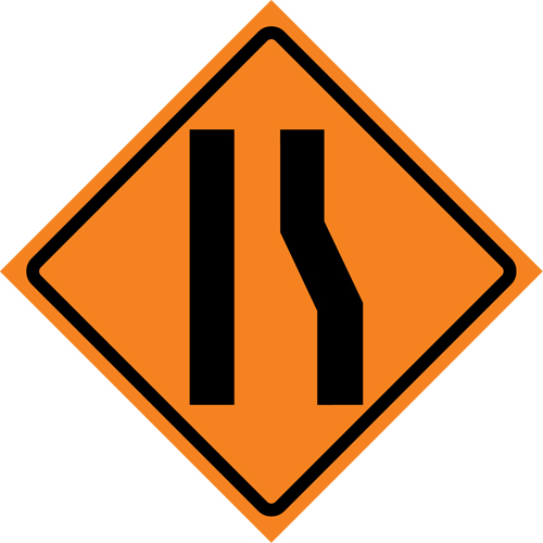 Merge Left Roll-Up Traffic Sign, 29-1/2" x 29-1/2", Vinyl, Pictogram Sécurité Médic