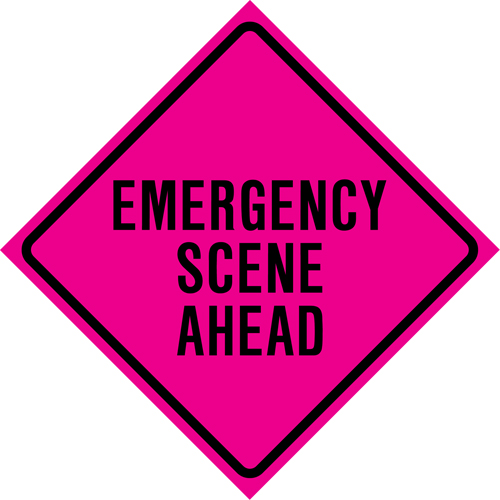 "Emergency Scene Ahead" Roll-Up Traffic Sign, 36" x 36", Vinyl, English Sécurité Médic