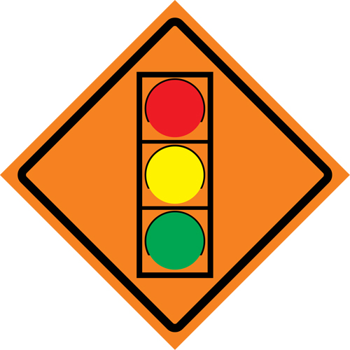 Stop Light Roll-Up Traffic Sign, 29-1/2" x 29-1/2", Vinyl, Pictogram Sécurité Médic
