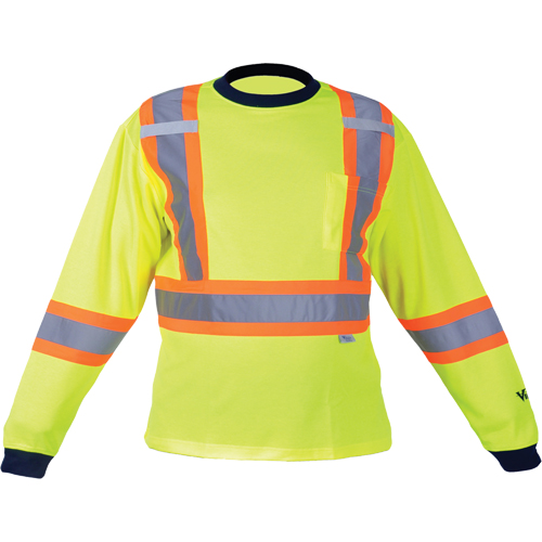 Safety Long Sleeve Shirt, Polyester, Medium, High Visibility Lime-Yellow Sécurité Médic