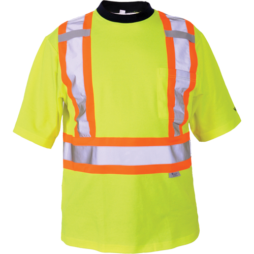 T-shirt de s&eacute;curit&eacute;, Polyester, Moyen, Jaune lime haute visibilit&eacute; Sécurité Médic