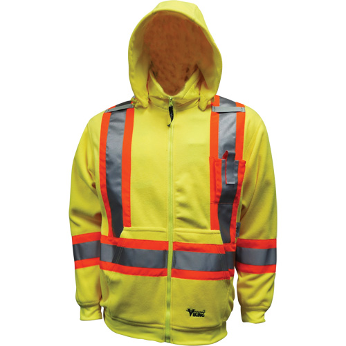 Safety Fleece Hoodie, Polyester, Small, High Visibility Lime-Yellow Sécurité Médic