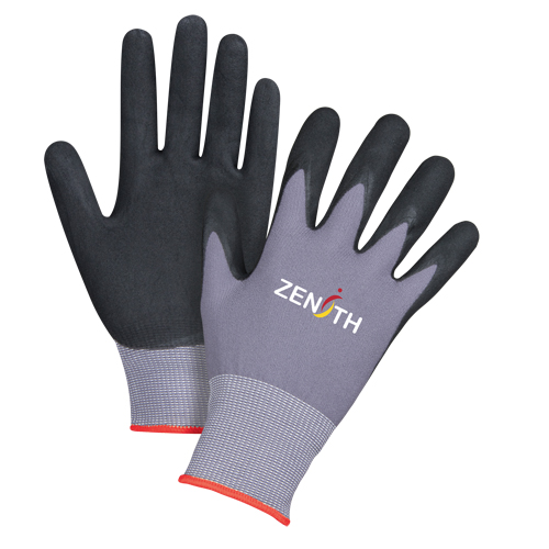 Gants ZX-1 de premi&egrave;re qualit&eacute; compatibles avec les &eacute;crans tactiles, 6/T-petit, R&ecirc;vetement Mousse de nitrile, Calibre 15, Enveloppe en Nylon Sécurité Médic