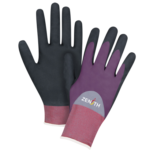 Gants enduits de premi&egrave;re qualit&eacute; ZX-2, 8/Moyen, R&ecirc;vetement Nitrile/Mousse de nitrile, Calibre 18, Enveloppe en Nylon Sécurité Médic