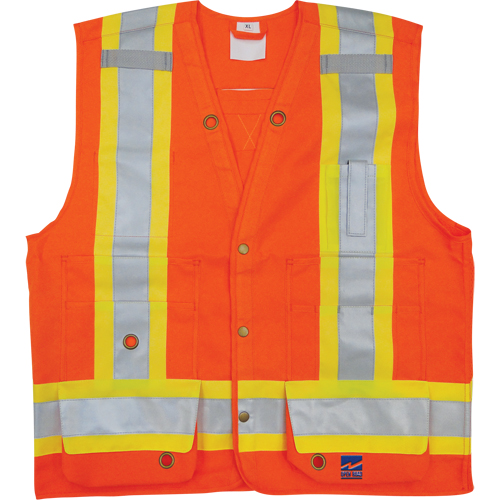 Veste de s&eacute;curit&eacute; pour arpenteur, Orange haute visibilit&eacute;, Petit, Polyester Sécurité Médic