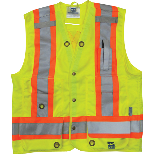 Surveyor Safety Vest, High Visibility Lime-Yellow, Small, Polyester Sécurité Médic