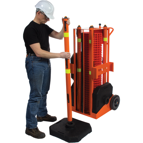 Portable Safety Zone, 100' L, Steel, Orange Sécurité Médic
