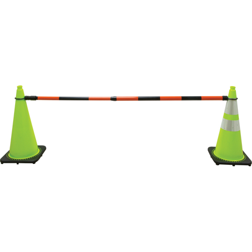 Barre pour c&ocirc;ne de circulation r&eacute;tractable, Longueur d&eacute;ploy&eacute;e de 7' 5'', Noir/Orange Sécurité Médic