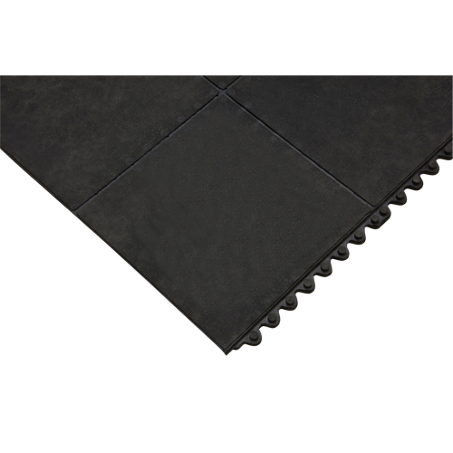Anti-Fatigue Matting, Smooth, 3' x 3' x 1/2", Black, Natural Rubber Sécurité Médic