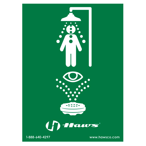 Emergency Shower/Eyewash Sign, 24" x 18", Plastic, Pictogram Sécurité Médic