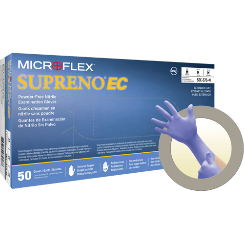 Supreno&reg; EC Gloves, Small, Nitrile, 5.5-mil, Powder-Free, Purple, Class 2 Sécurité Médic