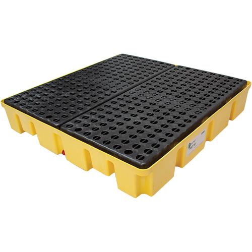 Palette de d&eacute;versements Poly-Slim-Line avec drain, Capacit&eacute; de d&eacute;versement 66 gal. US, 49" x 49" x 8,75" Sécurité Médic