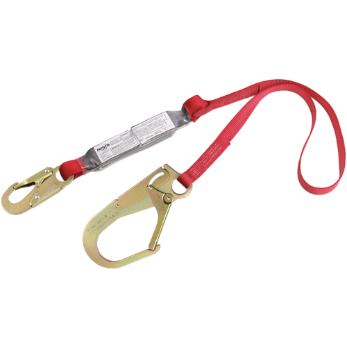 PRO Shock Absorbing Lanyards, 6', Gate Hook Center, Snap Hook Leg Ends, Polyester Sécurité Médic