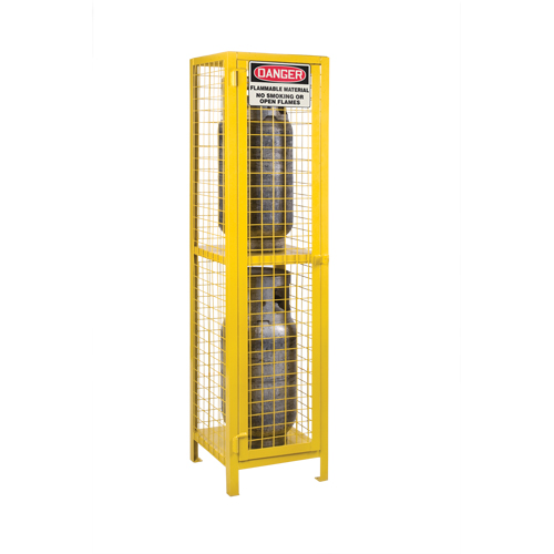 Gas Cylinder Cabinets, 2 Cylinder Capacity, 17" W x 17" D x 69" H, Yellow Sécurité Médic