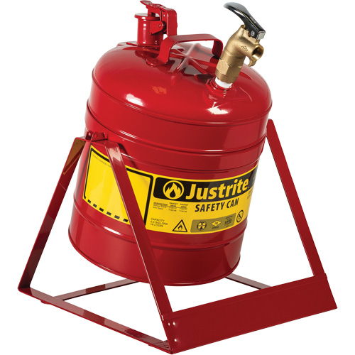 Bidon avec robinet s&eacute;curitaires pour laboratoires, Type I, Acier, 5 gal. US, Rouge, Homologu&eacute; FM Sécurité Médic