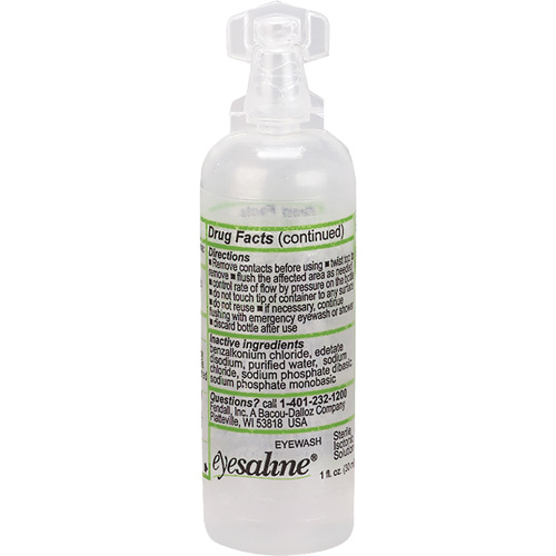 Saline Eyewash Bottles, Full Bottle, 1 oz. Sécurité Médic