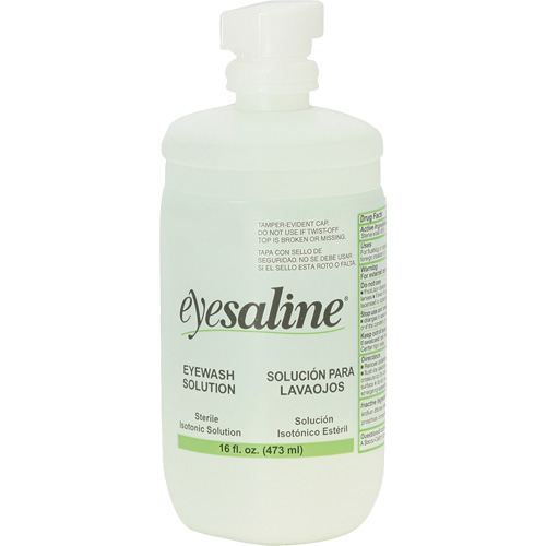 Bouteilles de solution saline pour douche oculaire, Bouteille Plein, 16 oz Sécurité Médic