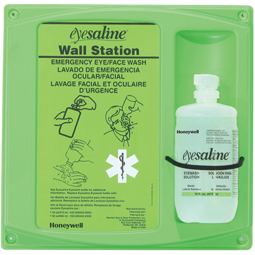 Support mural pour solution saline de douche oculaire, Simple Sécurité Médic