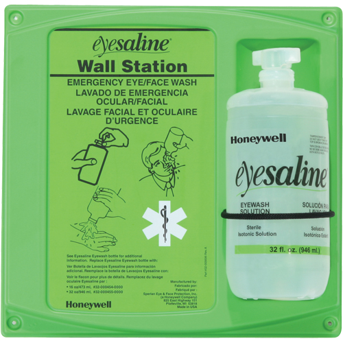 Support mural pour solution saline de douche oculaire, Simple Sécurité Médic