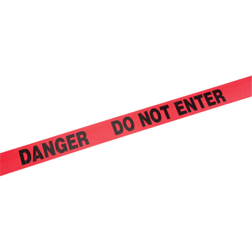 Rubans standards pour barricades, Anglais, 3" la x 1000' lo, 2 mils, Rouge Sécurité Médic