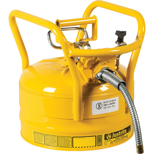 Bidons s&eacute;curitaires D.O.T. de AccuFlow, Type II, Acier, 2,5 gal. US, Jaune, Homologu&eacute; FM Sécurité Médic