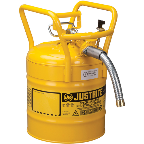 Bidons s&eacute;curitaires D.O.T. de AccuFlow, Type II, Acier, 5 gal. US, Jaune, Homologu&eacute; FM Sécurité Médic