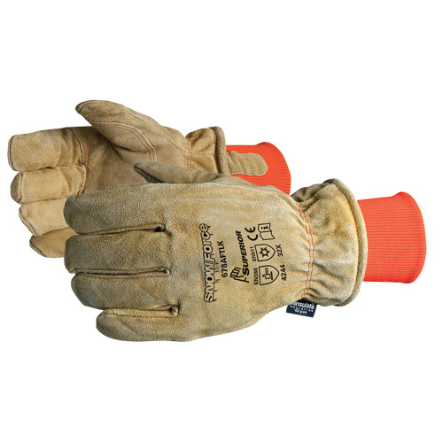 Gant brun SnowForce pour temp&eacute;ratures froides, Taille unique, Paume en Cuir fleur de vache, Doublure en Thinsulate Sécurité Médic