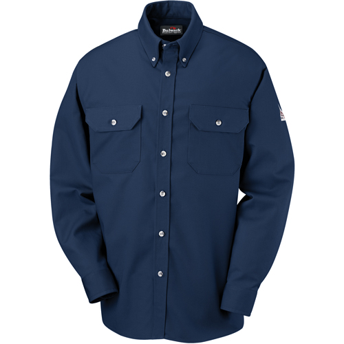 Flame-Resistant Cool Touch&reg; 2 Button Front Deluxe Shirts, Small, Navy Blue Sécurité Médic