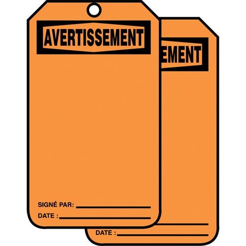 Safety Tags, Cardstock, 3-1/8" W x 5-7/8" H, French Sécurité Médic