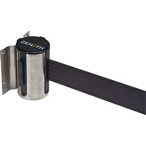 Wall Mount Barrier, Steel, Screw Mount, 7', Black Tape Sécurité Médic