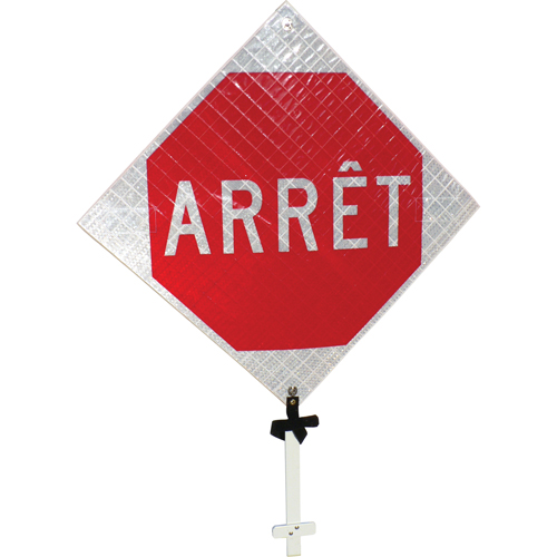 Enseigne sur poteau  Arr&ecirc;t , 24" x 24", Aluminium, Français Sécurité Médic