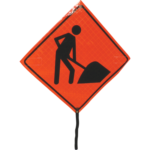 Men At Work Rolled Sign, 24" x 24", Vinyl, Pictogram Sécurité Médic