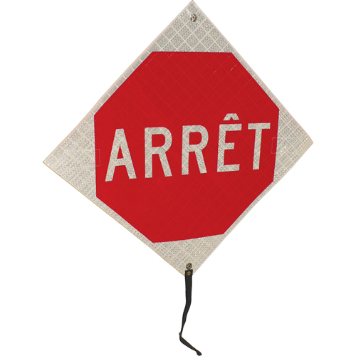 "Arr&ecirc;t" Rolled-Up Traffic Sign, 24" x 24", Vinyl, French Sécurité Médic