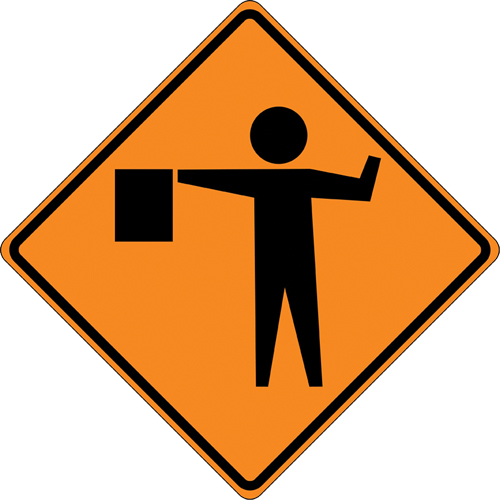 Panneau de construction enroulable - Tilt-Adjust signaleur, 36" x 36", Vinyle, Pictogramme Sécurité Médic