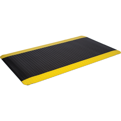 Tapis de style plateforme WD, Losange, 2' x 75' x 5/8", Noir/Jaune, &eacute;ponge Sécurité Médic