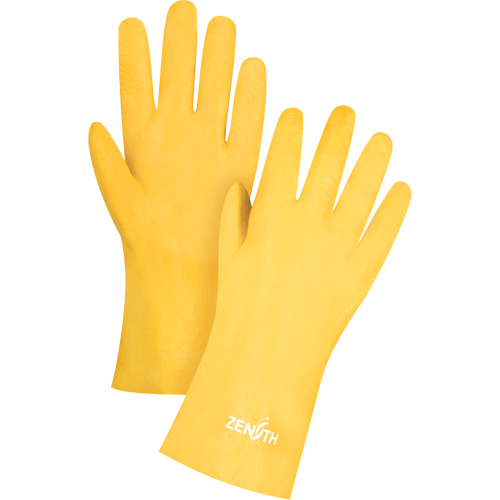 Rough-Finish Chemical-Resistant Gloves, Size 9, 12" L, PVC, Interlock Inner Lining, 47-mil Sécurité Médic