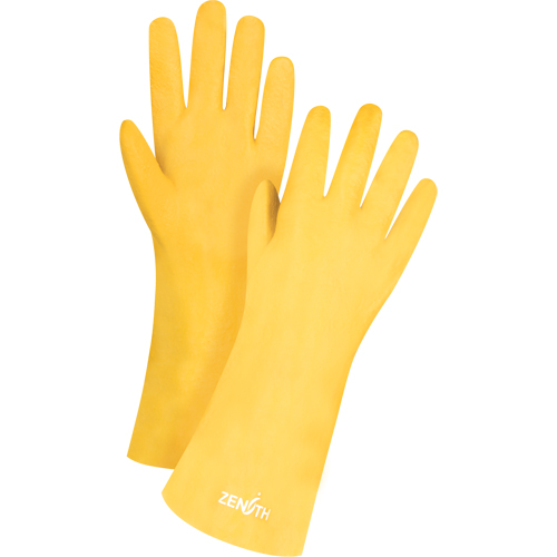 Rough-Finish Chemical-Resistant Gloves, Size 9, 14" L, PVC, Interlock Inner Lining, 47-mil Sécurité Médic