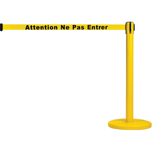 Free-Standing Crowd Control Barrier, Steel, 35" H, Yellow Tape, 7' Tape Length Sécurité Médic
