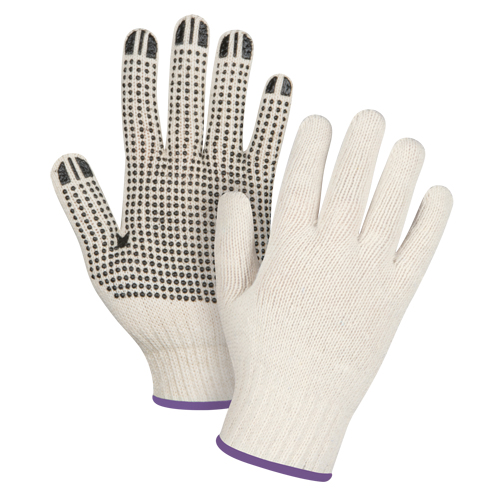 Lightweight Dotted String Knit Gloves, Poly/Cotton, Single Sided, 7 Gauge, X-Small Sécurité Médic
