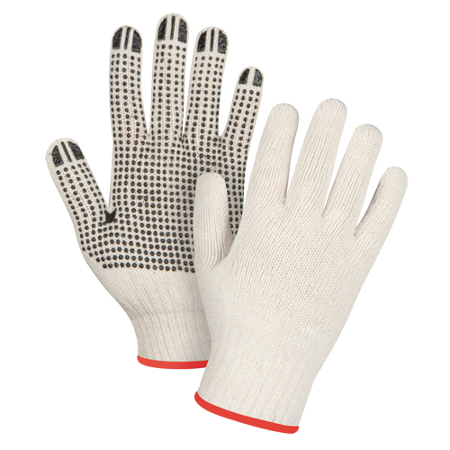 Lightweight Dotted String Knit Gloves, Poly/Cotton, Single Sided, 7 Gauge, Small Sécurité Médic