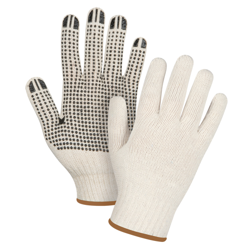 Lightweight Dotted String Knit Gloves, Poly/Cotton, Single Sided, 7 Gauge, Large Sécurité Médic
