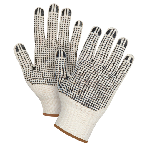 Heavyweight Double-Sided Dotted String Knit Gloves, Poly/Cotton, Double Sided, 7 Gauge, Large Sécurité Médic