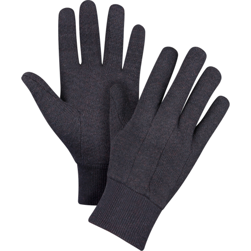Gants de jersey, Grand, Brun, Non doubl&eacute;, Poignet en tricot Sécurité Médic